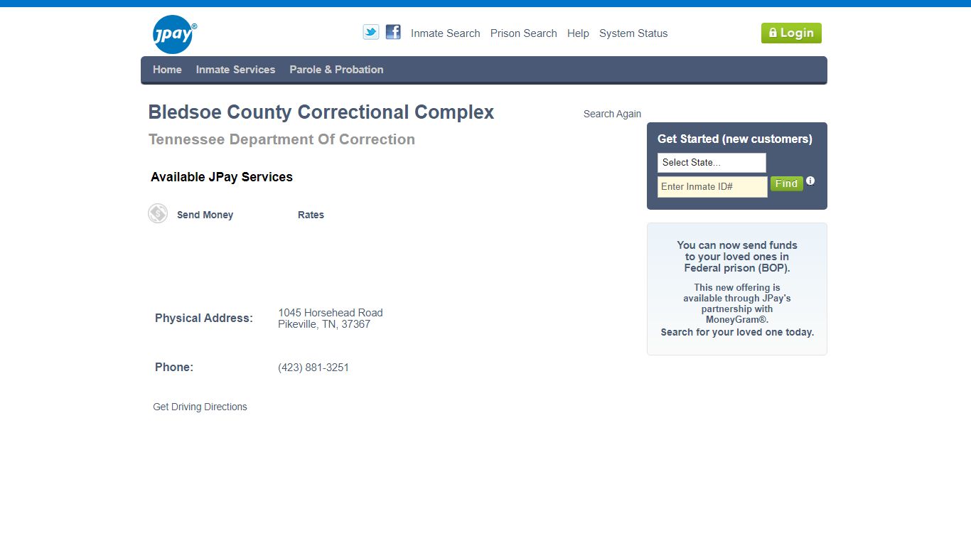 Bledsoe County Correctional Complex - JPay